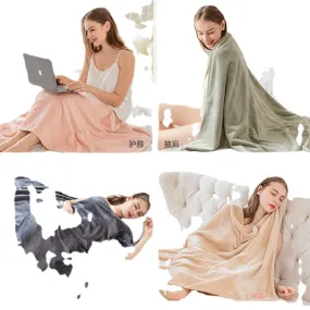 100 * 150cm Cute Cartoon Embroidery Pattern Flannel Air Conditioning Blanket Office Nap Blanket