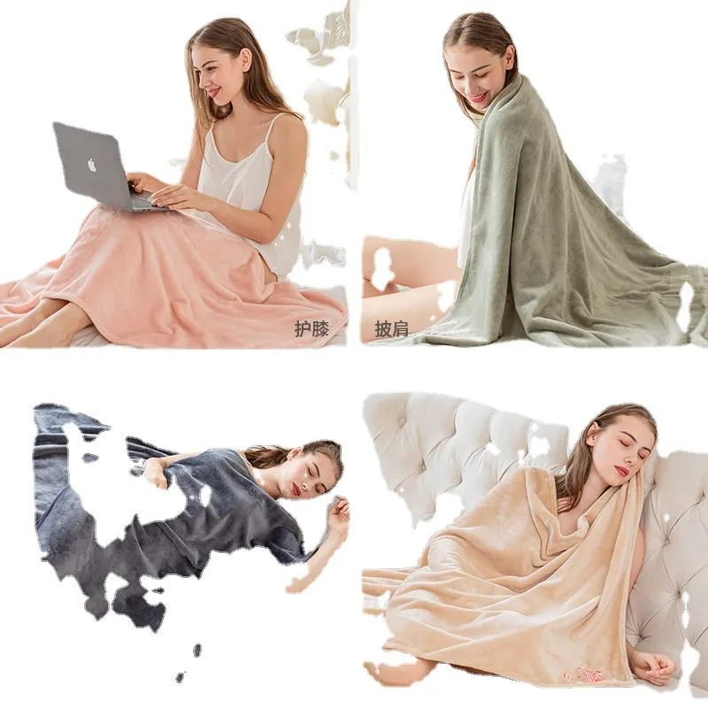 100 * 150cm Cute Cartoon Embroidery Pattern Flannel Air Conditioning Blanket Office Nap Blanket