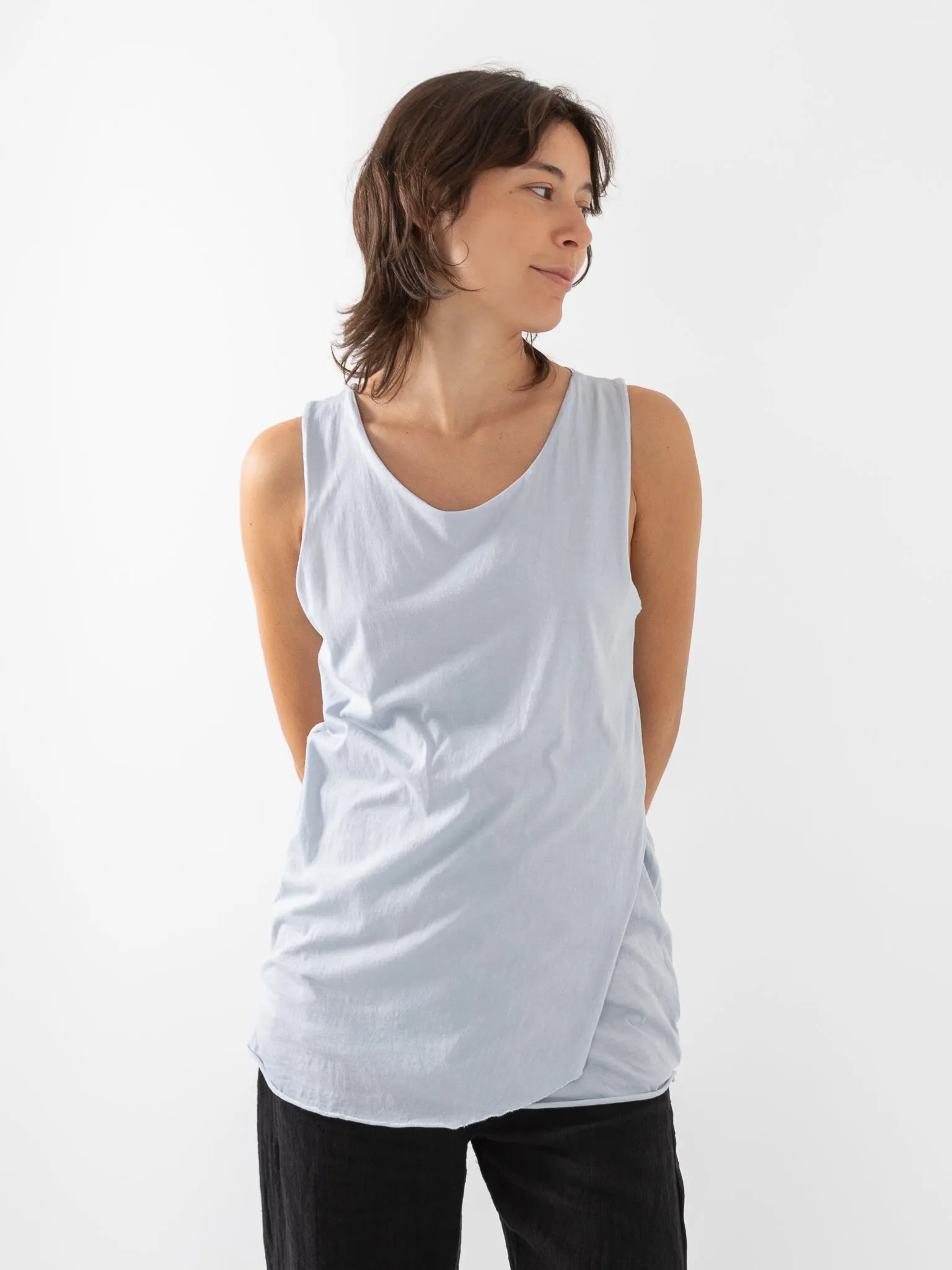 Atelier Suppan Front Cross Tee, Light Blue