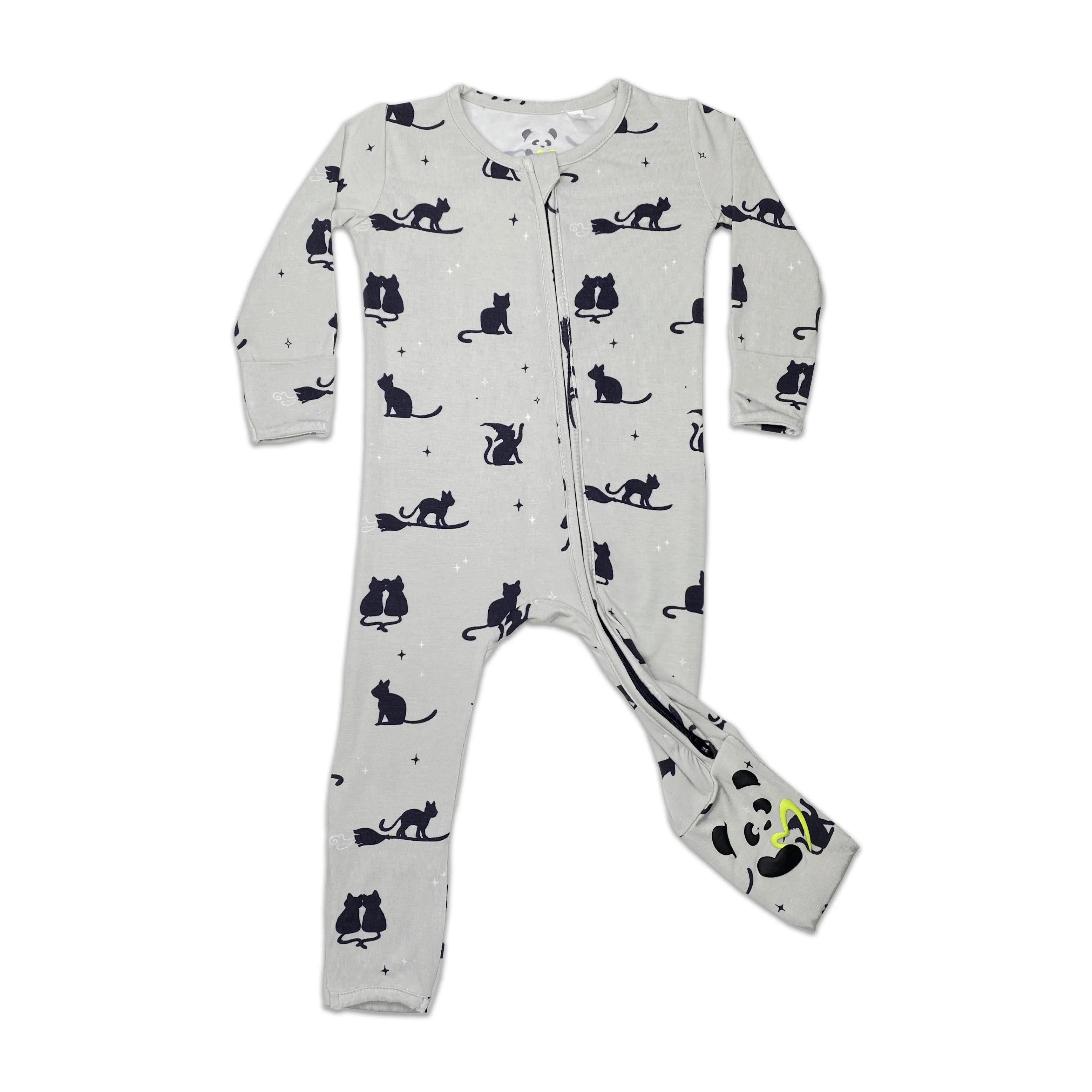 Black Cat Halloween Bamboo Convertible Footie