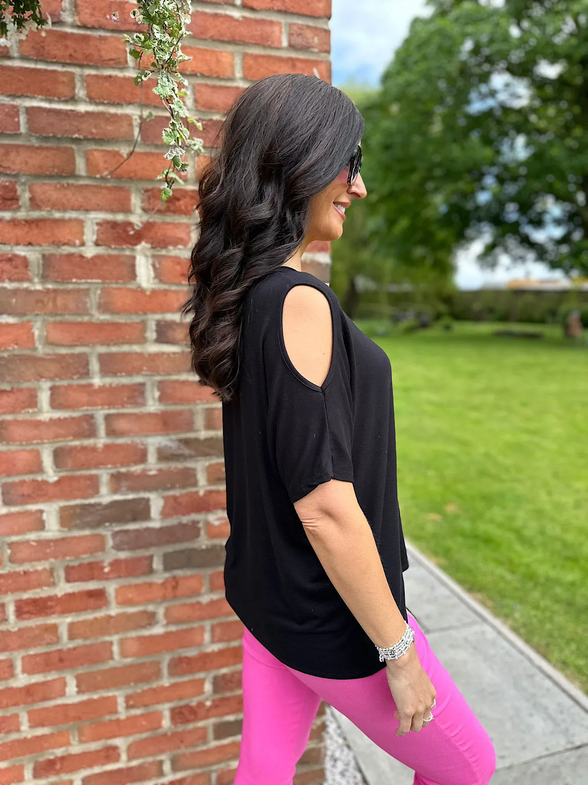 Black Essential Cold Shoulder Top Phoebe