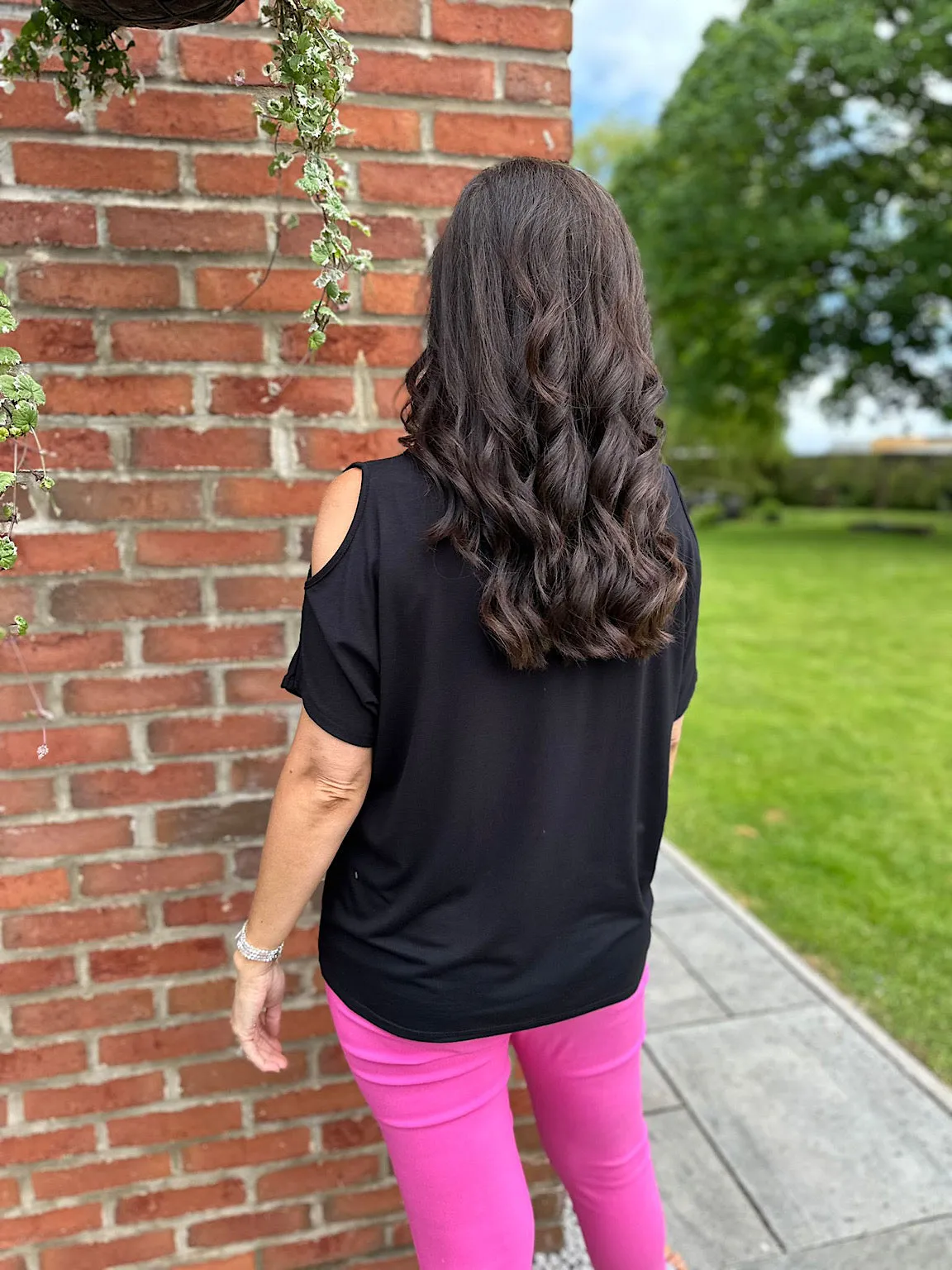 Black Essential Cold Shoulder Top Phoebe