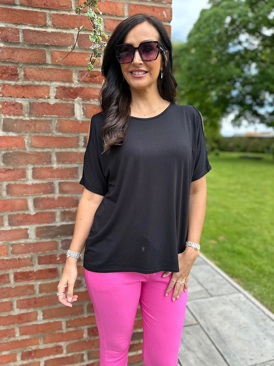 Black Essential Cold Shoulder Top Phoebe