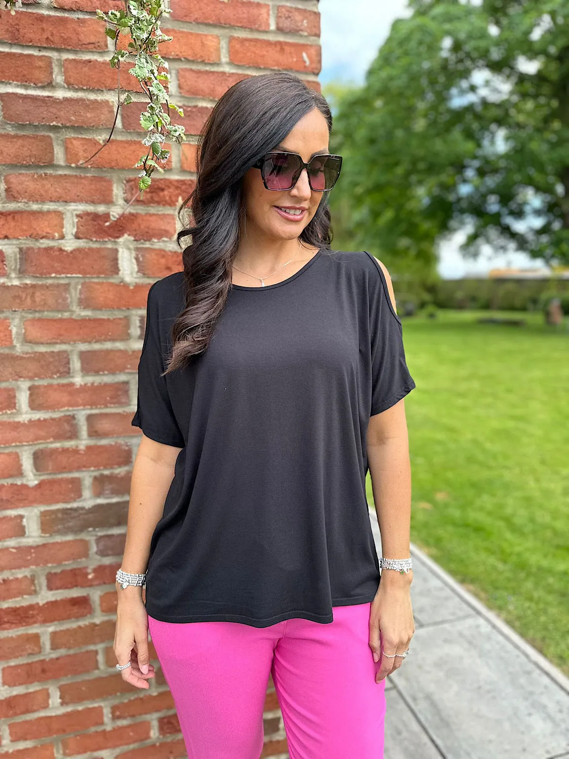 Black Essential Cold Shoulder Top Phoebe