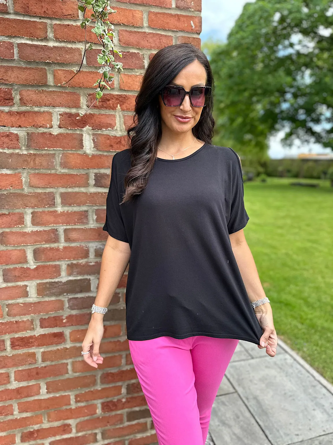 Black Essential Cold Shoulder Top Phoebe