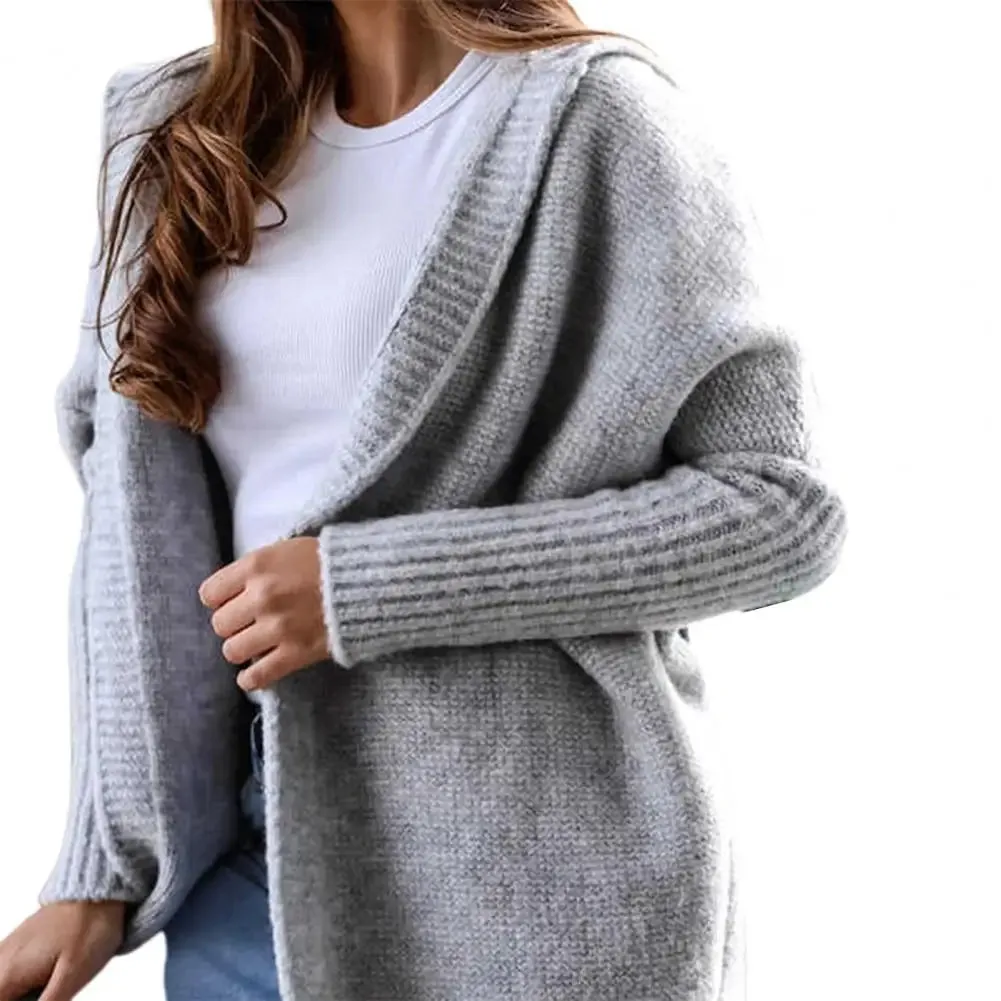Cardigan Women Loose Batwing Sleeve Sweaters Autumn New Hooded Sweater Coat
