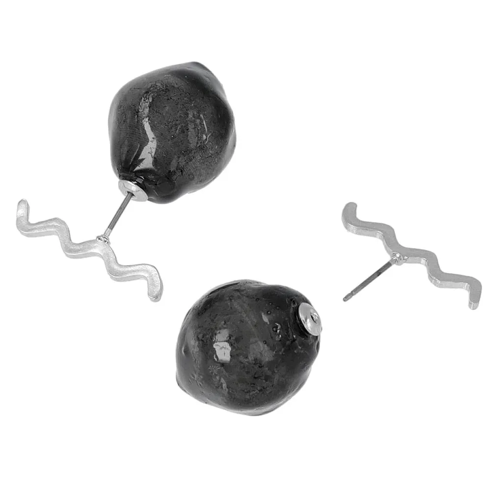 Chunky Front Back Titanium Earrings