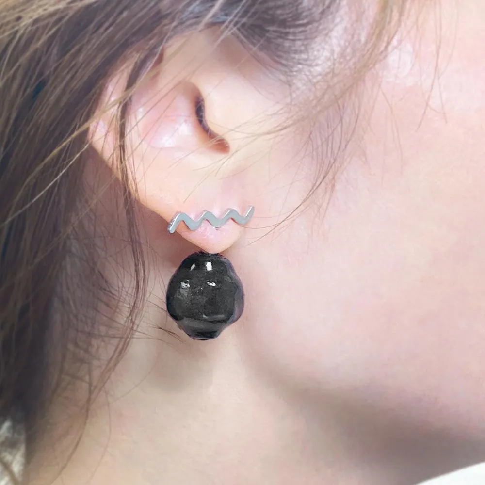 Chunky Front Back Titanium Earrings