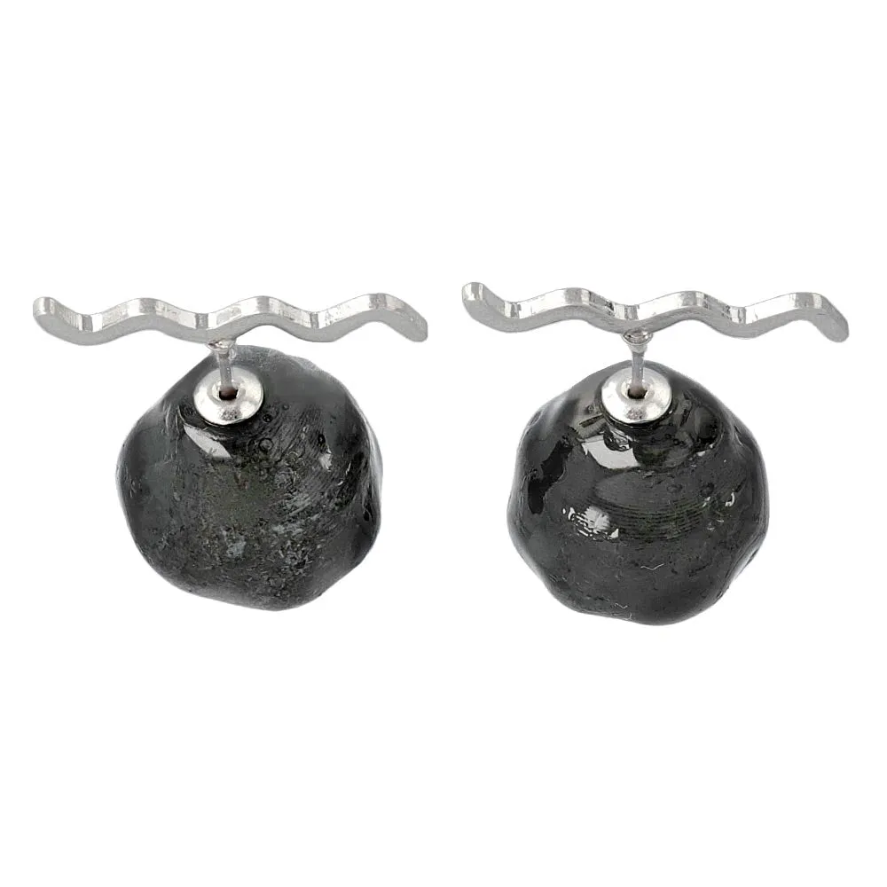 Chunky Front Back Titanium Earrings