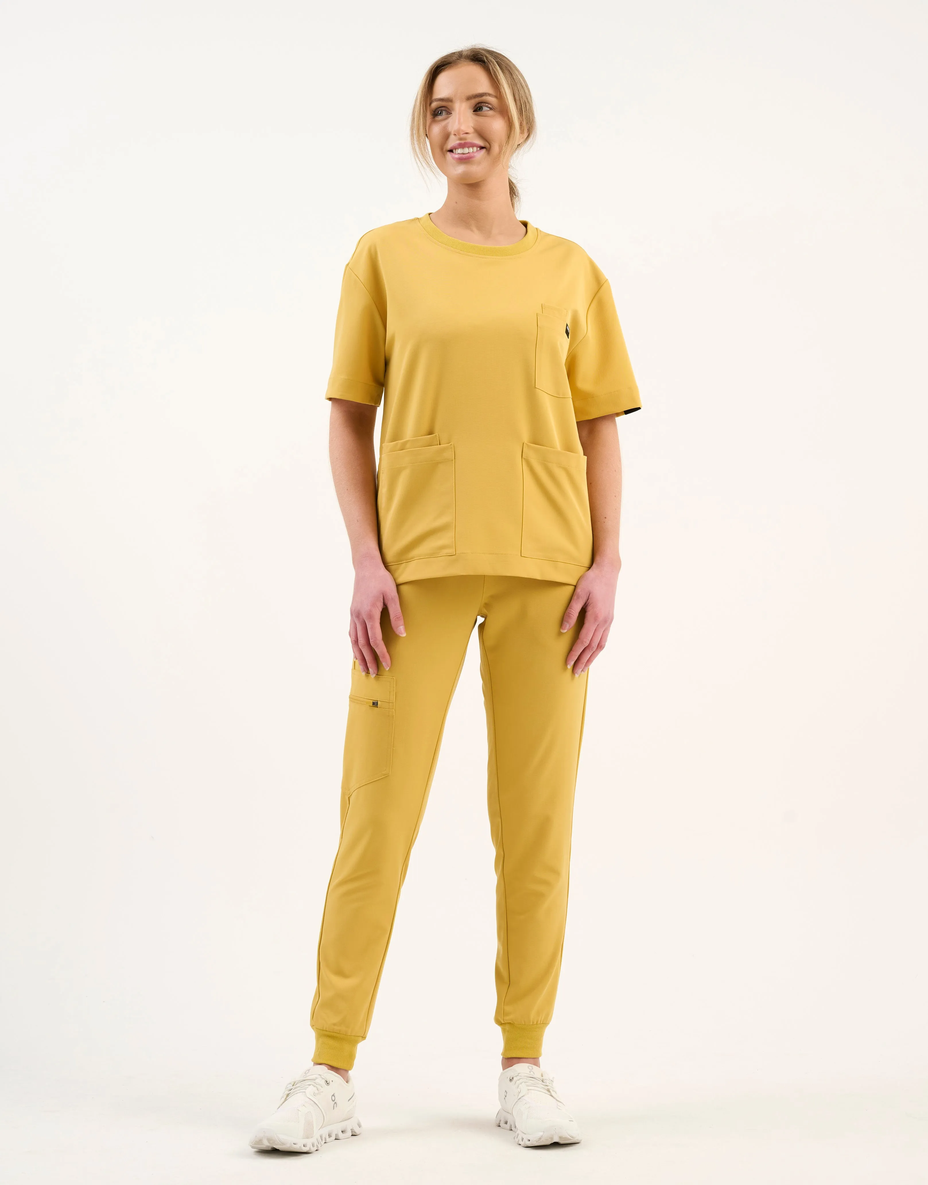 Essential Crewneck Scrub Top - Yellow Gold