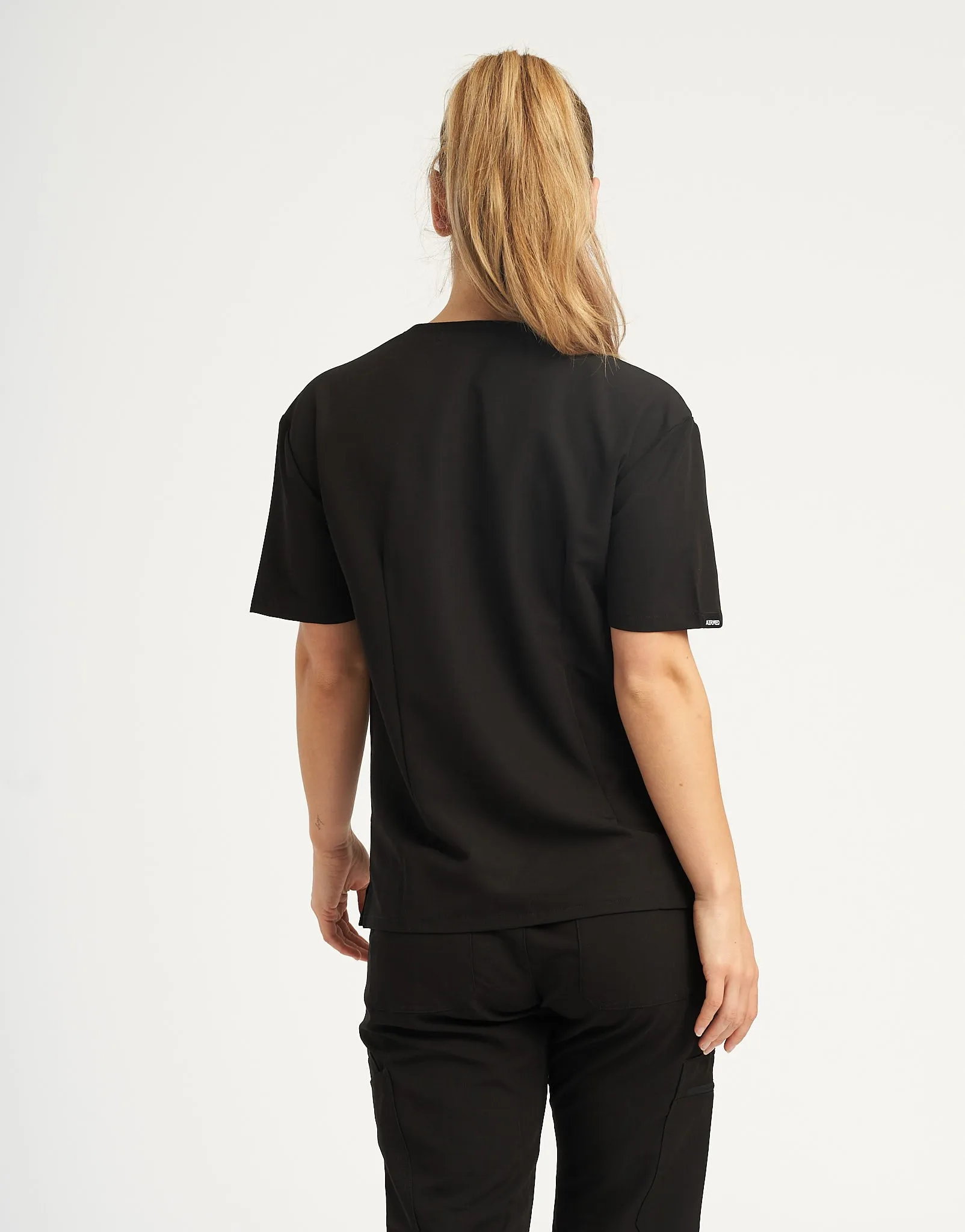 Essential V Neck Scrub Top - Black