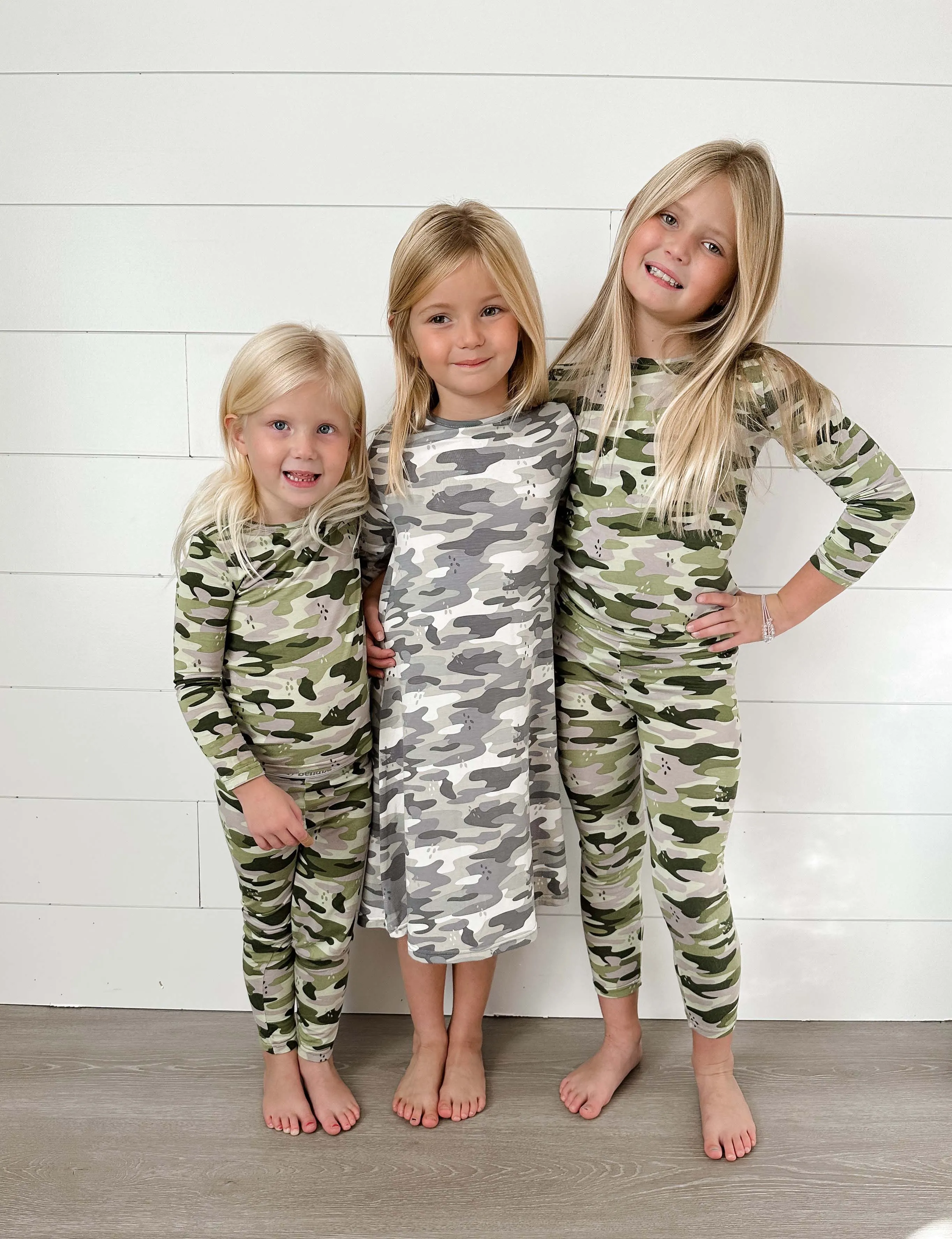 Grey Camo Bamboo Girls' Long Sleeve Dress