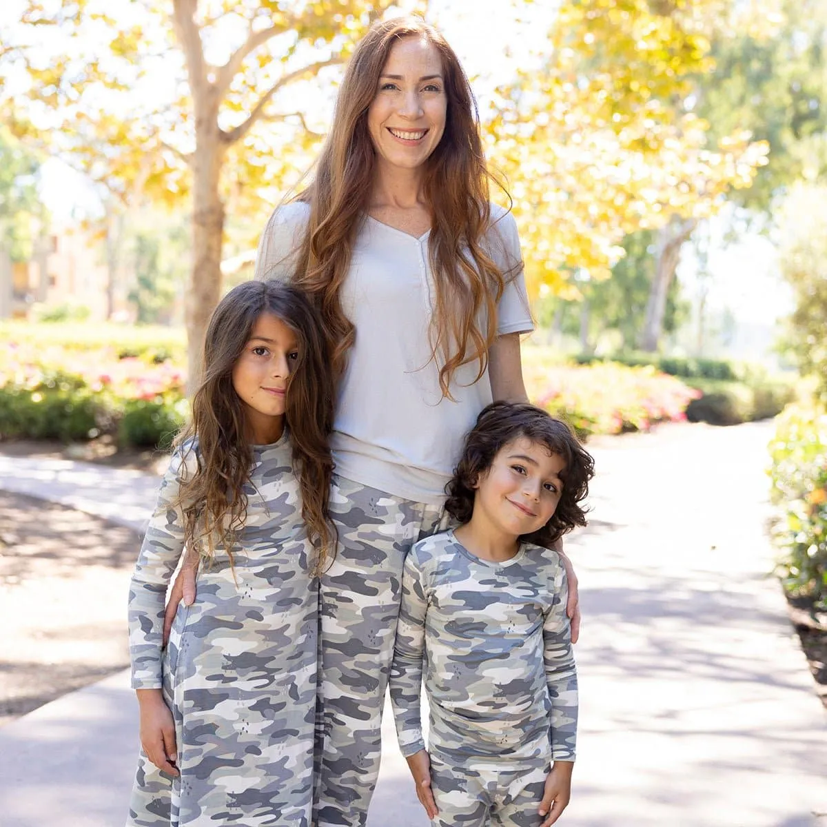 Grey Camo Bamboo Girls' Long Sleeve Dress