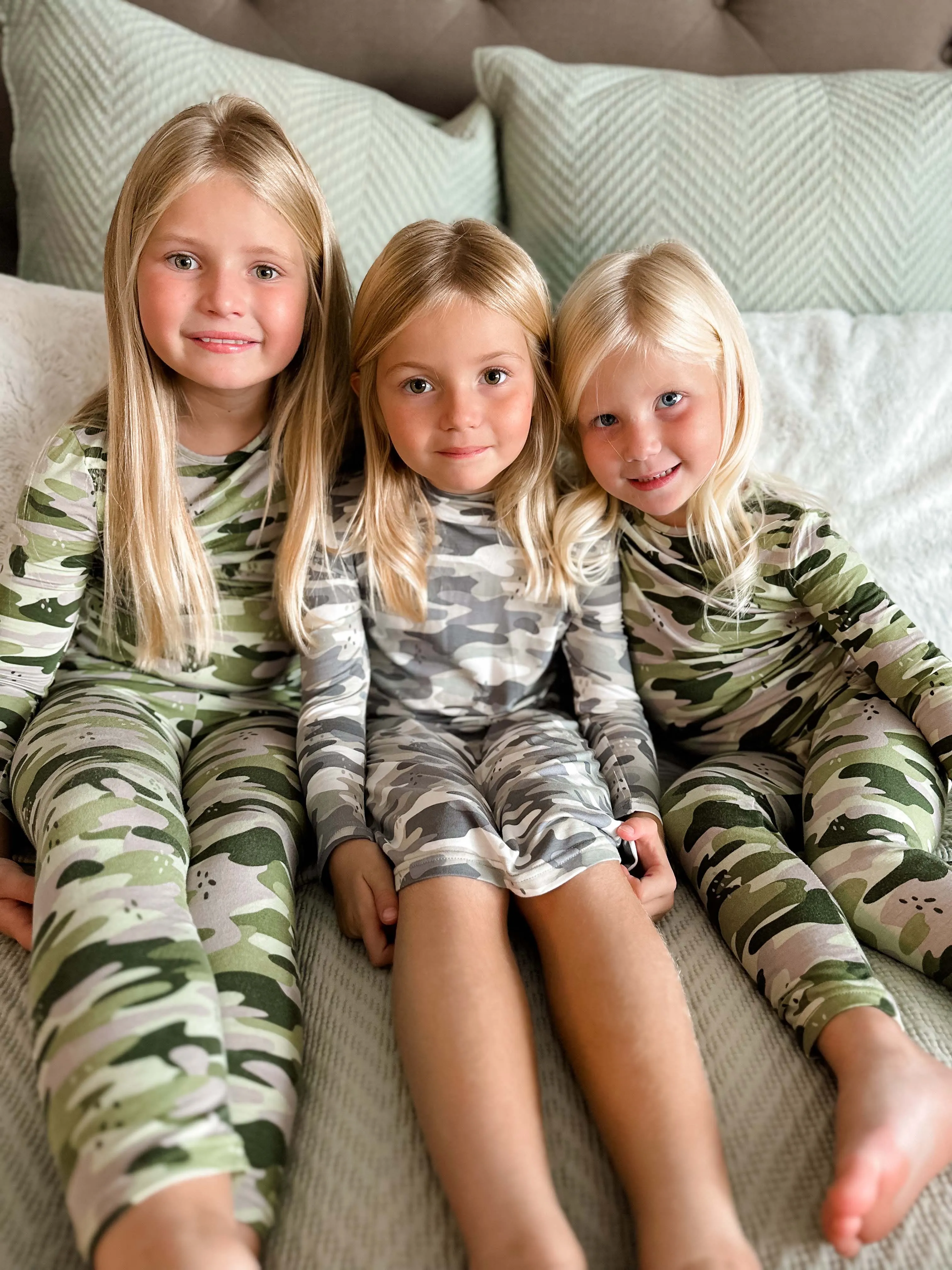 Grey Camo Bamboo Girls' Long Sleeve Dress