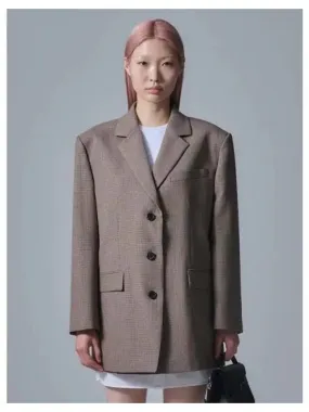 Loose fit single jacket jumper beige domestic product