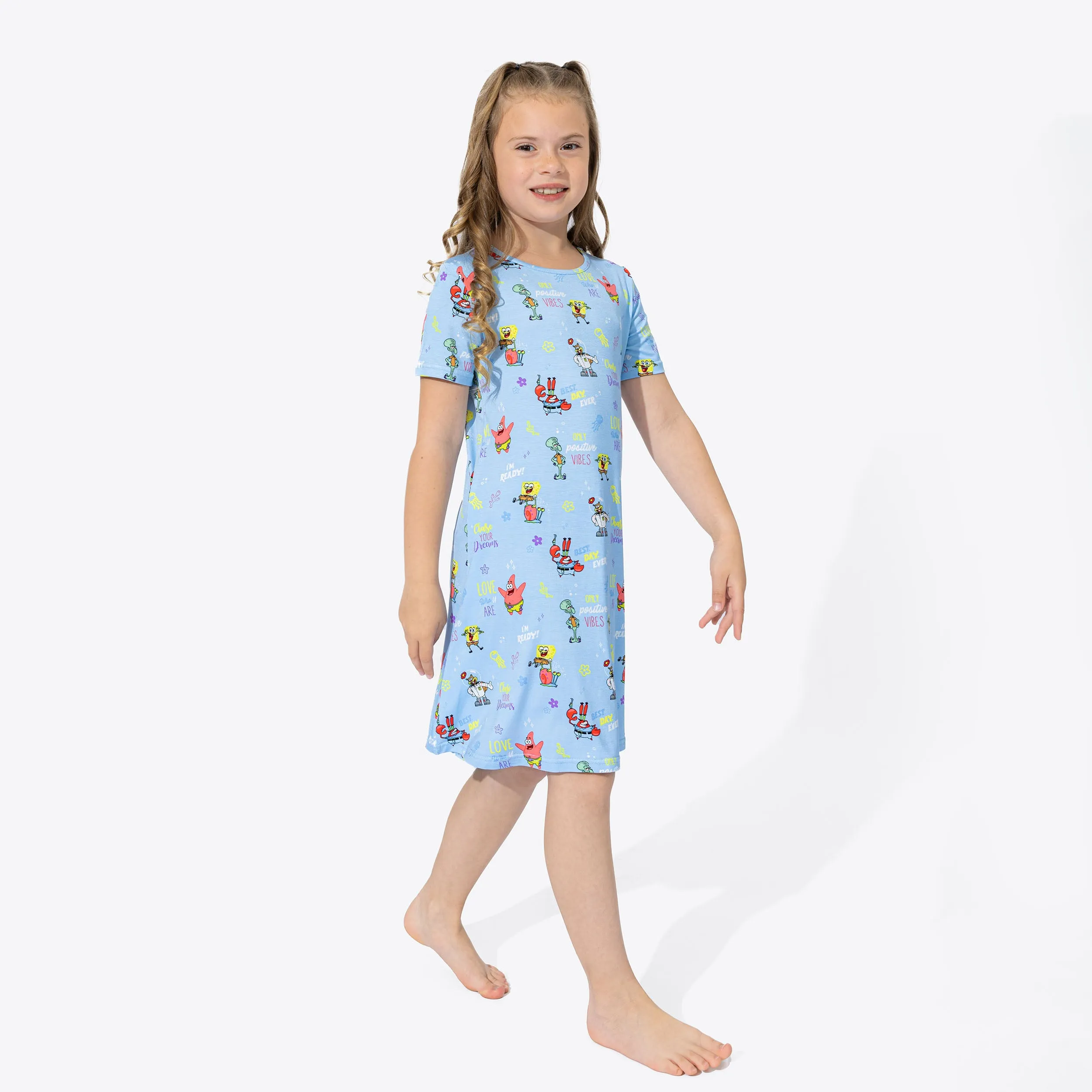 SpongeBob SquarePants: Good Vibes Bamboo Girls' Short Sleeve Dress