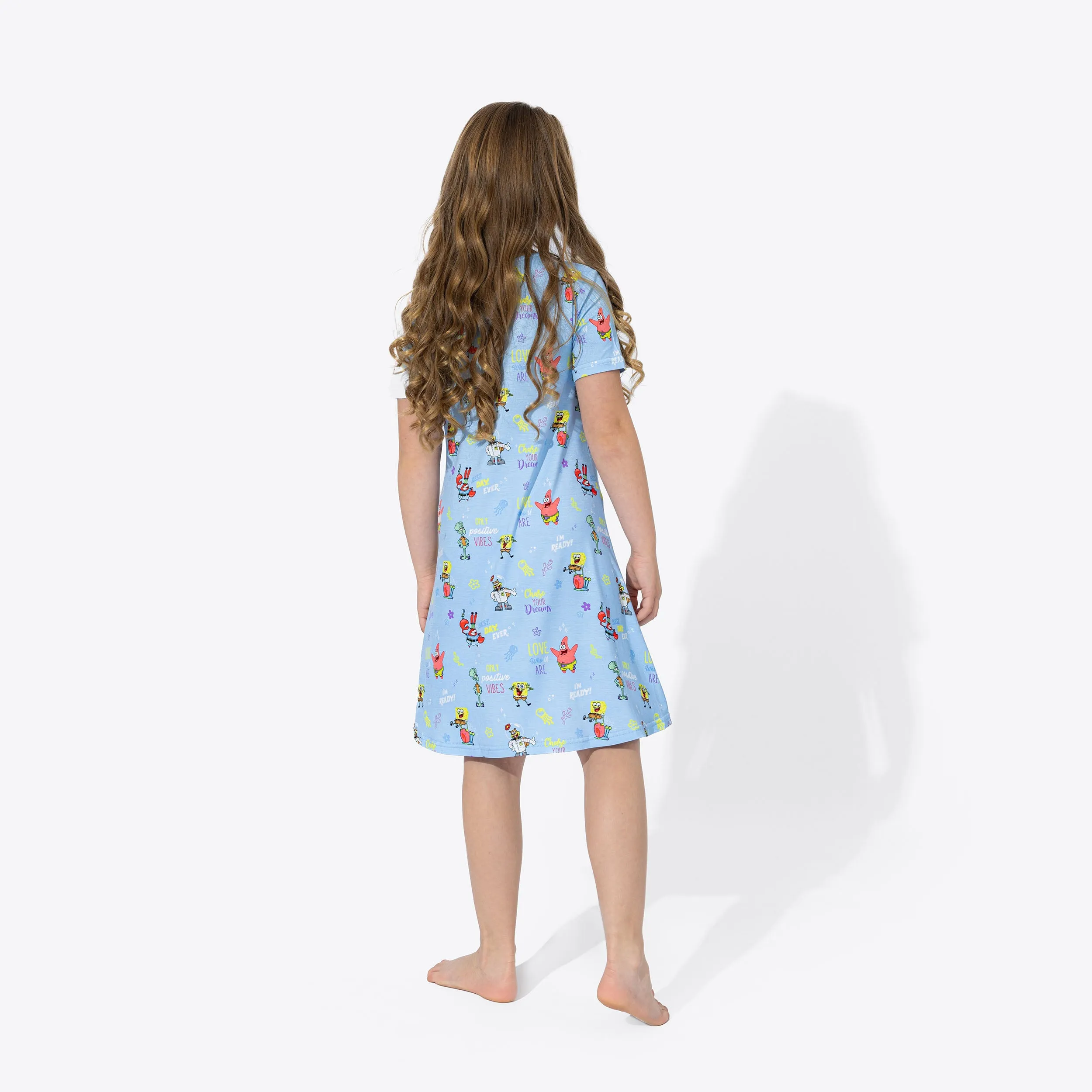 SpongeBob SquarePants: Good Vibes Bamboo Girls' Short Sleeve Dress