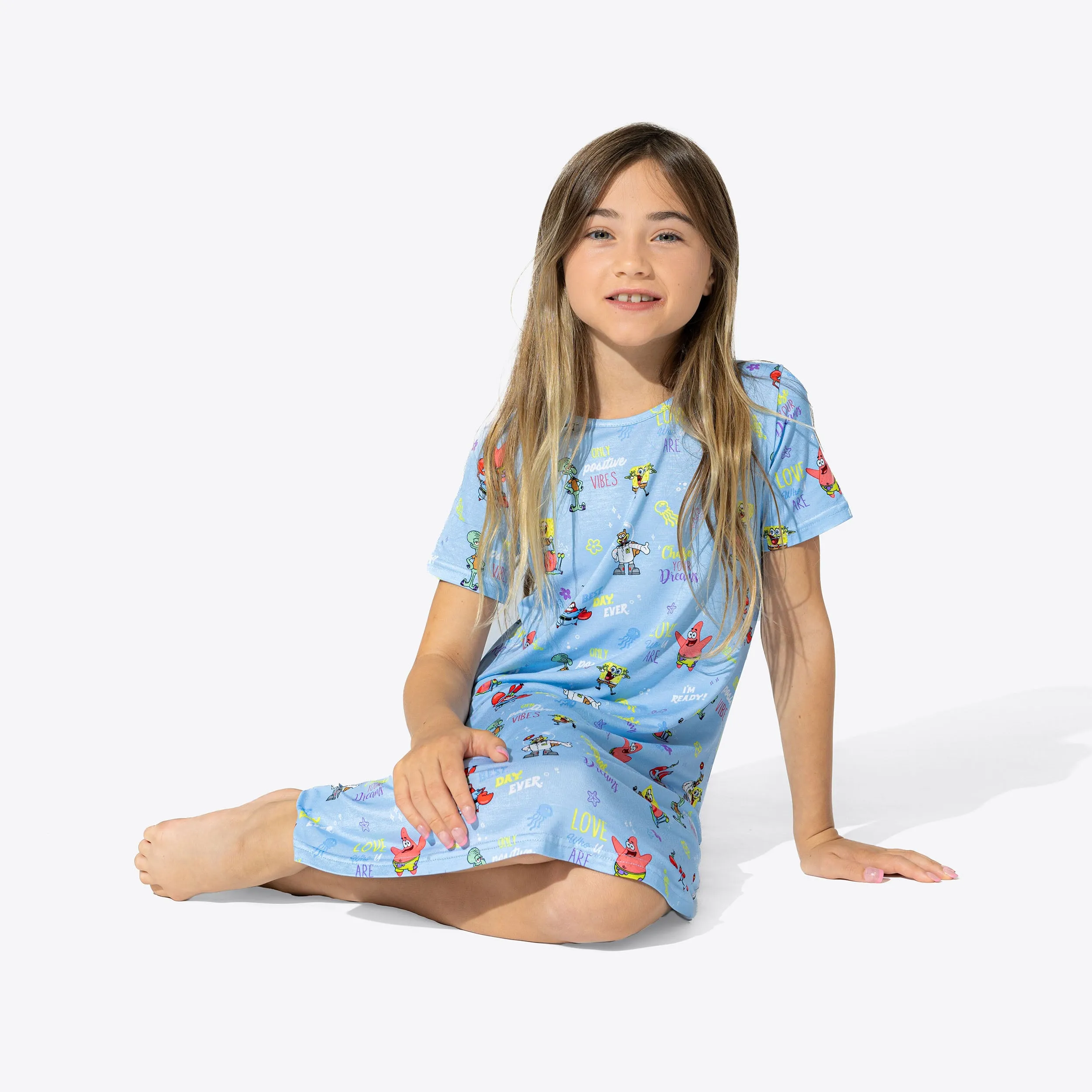 SpongeBob SquarePants: Good Vibes Bamboo Girls' Short Sleeve Dress