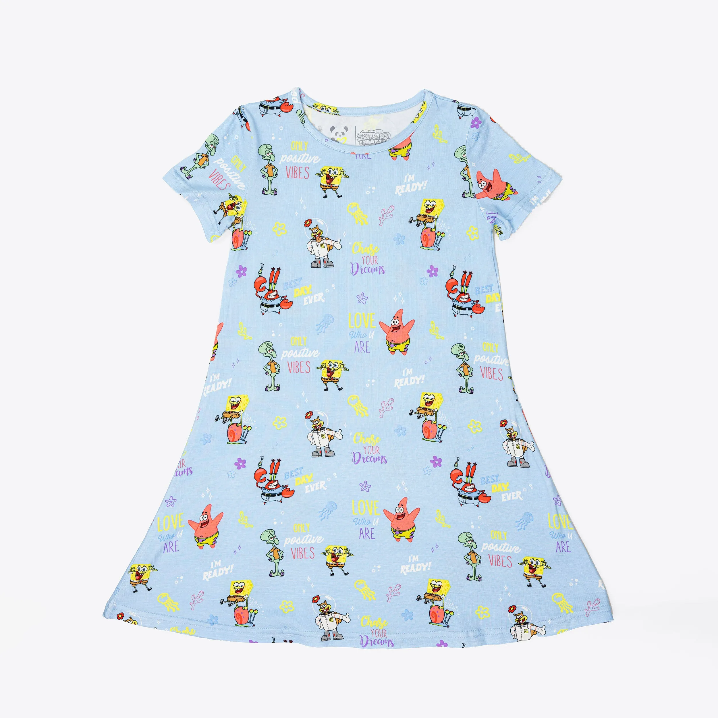 SpongeBob SquarePants: Good Vibes Bamboo Girls' Short Sleeve Dress
