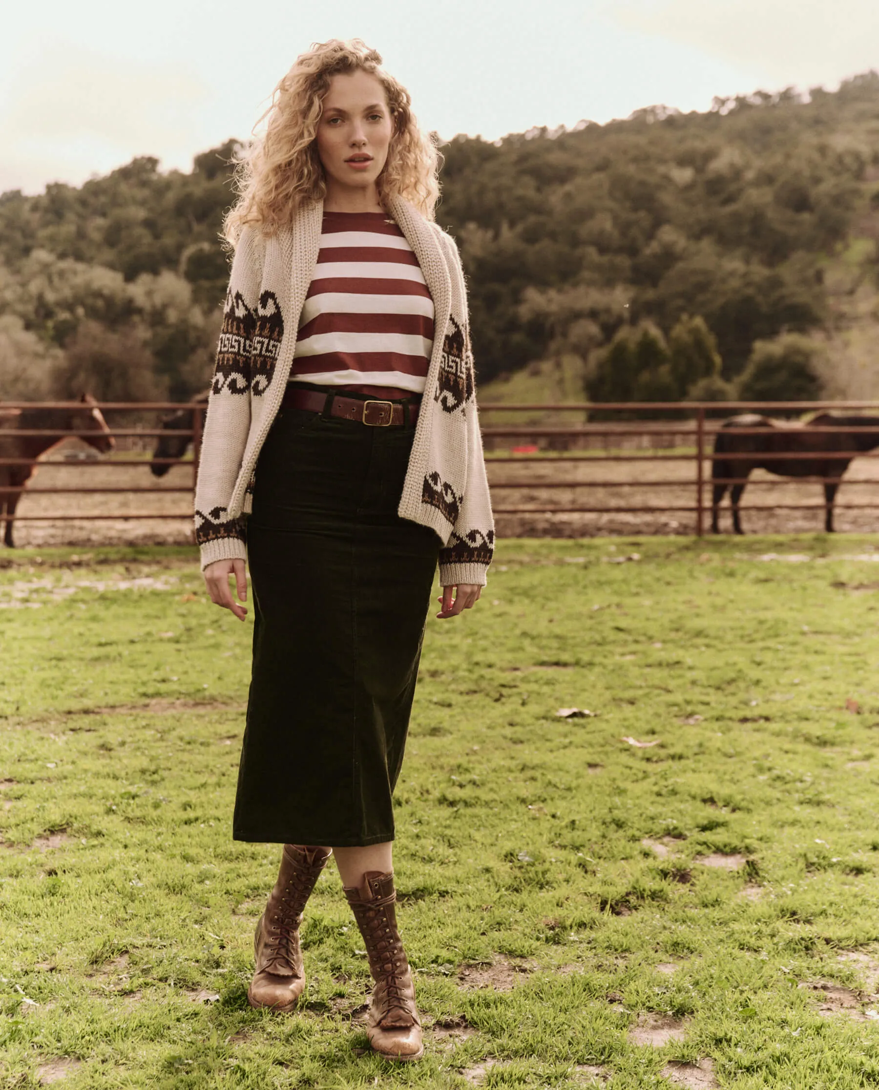 The Great Little Tee in Cognac Stripe