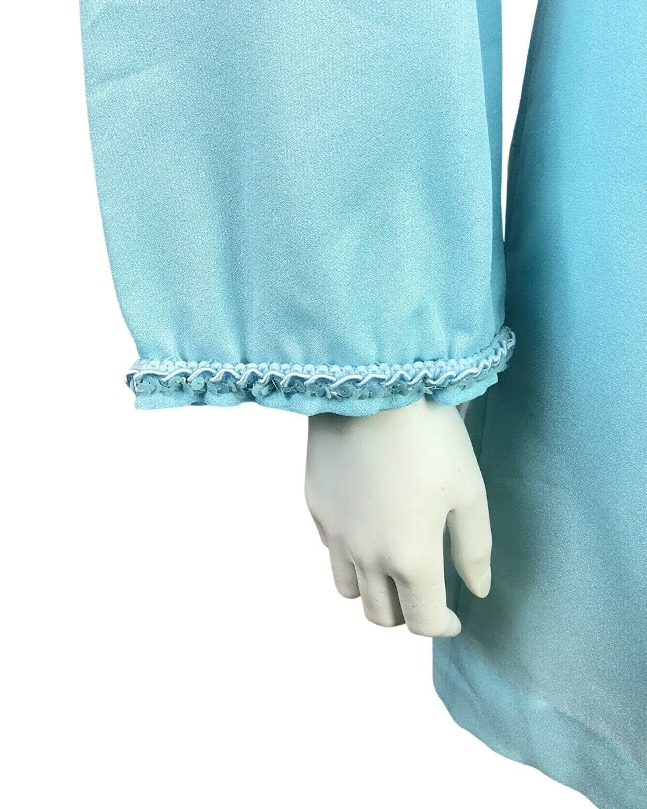 VINTAGE 60s 70s BABY BLUE SEQUIN MOD STUDIO 54 SHIFT DRESS 14