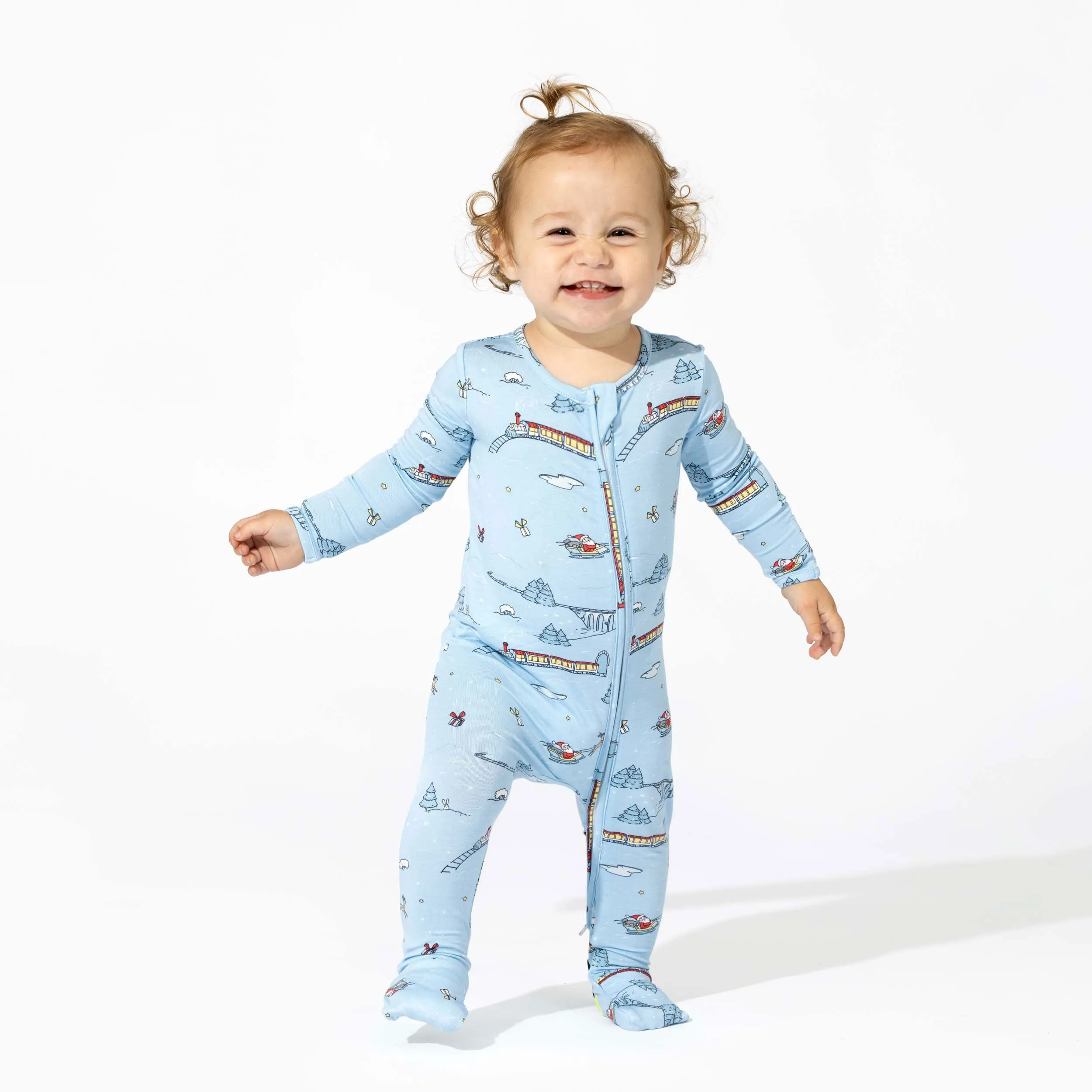 Winter Train Bamboo Convertible Footie